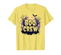 Spettrale Halloween Boo Crew Ghostly Moon Party Maglietta, Uomo, Limone, S