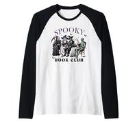 Spettrale Halloween Book Club Lettura Scheletro Strega Fantasma Maglia con Maniche Raglan