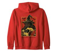 Spettrale Halloween Cat Witch Blood Roses Felpa con Cappuccio