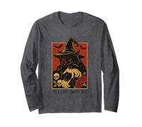 Spettrale Halloween Cat Witch Blood Roses Maglia a Manica