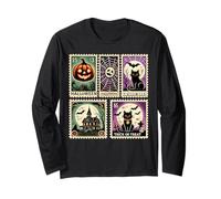 Spettrale Halloween Icone Zucche Fantasmi Scheletro Pipistrelli Arte Maglia a Manica