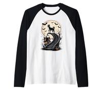 Spettrale Halloween Luna Japanese Akita Inu Maglia con Maniche Raglan