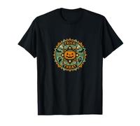 Spettrale Halloween Mandala Art con dolcetto o dolcetti Maglietta
