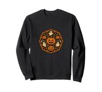 Spettrale Halloween Mandala Art con fantasmi pipistrelli zucche Felpa