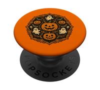 Spettrale Halloween Mandala Art con fantasmi pipistrelli zucche PopSockets PopGrip Adesivo
