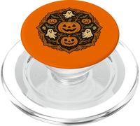 Spettrale Halloween Mandala Art con fantasmi pipistrelli zucche PopSockets PopGrip per MagSafe
