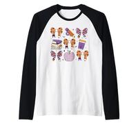 Spettrale Insegnante Bow Coquette Insegnare Studente Halloween Insegnamento Maglia con Maniche Raglan