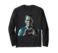 Spettrale Mostro Cuore Mani Carino Halloween Amore Maglia a Manica