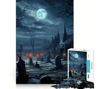 Spettrale notte di Halloween per adolescenti, puzzle da 1000 pezzi, gioco di logica stimolante, divertimento per il tempo libero, bordo trasparente, oggetto da collezione 38x26cm