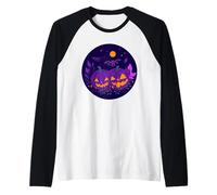 Spettrale Viola Zucca Notte Design Rotondo Maglia con Maniche Raglan
