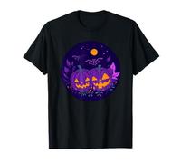 Spettrale Viola Zucca Notte Design Rotondo Maglietta