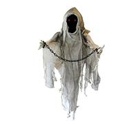 Spettro animatronico spaventoso di Halloween, con testa motorizzata e braccia, effetti sonori spaventosi e occhi rossi luminosi, decorazione perfetta per eventi di Halloween