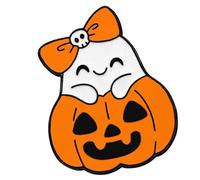 Spettro bianco festivo e zucca design spilla in lega per feste di Halloween decorazione costume gioielli bella spilla divertente Halloween petto distintivo, Misura unica, come descritto