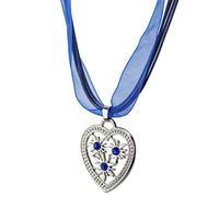 Speziato e bianchi See Elegante ciondolo a forma di cuore con tre funkelndem strass - Catena spatzl per TIROLESE e pantaloni in pelle, colore: Blau, cod. Trachtenkette Weissensee
