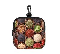 Spezie ed erbe aromatiche colorate,Borsa portaoggetti quadrata con cerniera, portamonete in neoprene, portafogli piccoli, astuccio per monete, portamonete