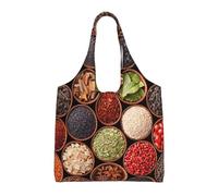 Spezie ed erbe aromatiche colorate,Borse riutilizzabili, borse della spesa, borsa a tracolla in tela di grande capacità