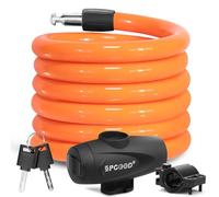 SPGOOD Lucchetto Antifurto Catena Bici 120cm/12mm, Livello di Sicurezza Molto Alto, Serratura Cavo Spirale con 2 Chiavi, per Triciclo, Moto, Scooter, Carriera(Arancione)