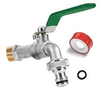 SPGOOD Rubinetto da giardino Premium Rubinetto da 3/4 pollici in ottone antiruggine e antigelo, con attacco per tubo, 1 nastro di tenuta a rullo, per giardino, lavatrice, casa o industriale (verde)