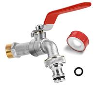 SPGOOD Rubinetto da Giardino, Rubinetto Premium 3/4 Pollici in Ottone Antiruggine e Resistente al Gelo, con Raccordo per Tubo, 1 x Guarnizione Rotonda, per Giardino, Lavatrice, Casa o Industria (Rosso