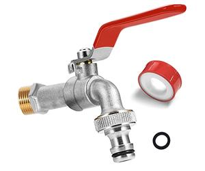 SPGOOD Rubinetto da Giardino, Rubinetto Premium 3/4 Pollici in Ottone Antiruggine e Resistente al Gelo, con Raccordo per Tubo, 1 x Guarnizione Rotonda, per Giardino, Lavatrice, Casa o Industria (Rosso