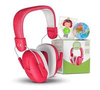 SPHERE NATURE Cuffie Antirumore Bambini Rosse - Riduzione Rumore 26dB | Protezione Udito EN 352 | con Ebook Educativo + Pallina Antistress Mondo | Isolanti per Concerti, Scuola, Viaggi