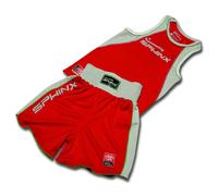 SPHINX SET PUGILATO: PANTALONCINO E CANOTTA rosso TRASPIRANTE PERSONALIZZABILE