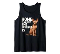 Sphynx, Amante dei Gatti, con Scritta Funny Home is Where The Sphynnie Is Canotta
