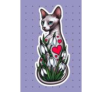 Sphynx Cat Birth Flower Journal - Snowdrop (January) | 6x9” 72 Lined Pages | Composition Notebook