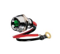 Spia a Led, in ottone cromato - 12/24V - Verde - 15A