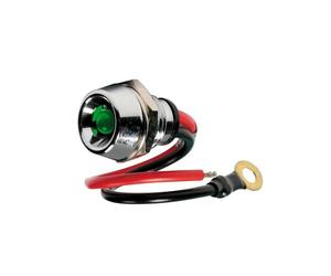 Spia a Led, in ottone cromato 12/24V Verde 15A max. Funzione:Acceso/Spento. 2