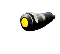 Spia luminosa di avvertimento a LED in metallo da 6 mm, impermeabile IP65, interruttore for cavi lampada 5/12/24/220 V, rosso, verde, blu e giallo(Yellow,24v)