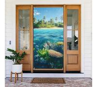 Spiagge tropicali e scene subacquee copertura porta banner decorazione sfondo portico segno per feste di vacanza, sfondo cabina fotografica, uso interno ed esterno, taglia unica