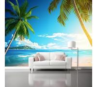 Spiagge Tropicali Località Balneari Murale Carta da Parati - Carta da Parati Decorazione Parete per Soggiorno Camera da Letto Cameretta, Blu Fotografica Mural 350 x 256 cm