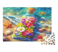 Spiaggia Bottiglia di Vetro Mazzo Puzzle 1000 Pezzi Puzzle per Adulti Gioco di Puzzle 1000 Pezzi Carta Oceano Relax Regalo Famiglia Decorazione 70x50cm/1000pcs