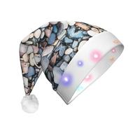 Spiaggia Colorato Ciottoli Stampa Cappello di Babbo Natale Con Luci A Led, Divertenti Cappelli Di Natale Per Adulti Per Il Nuovo Anno Vacanza