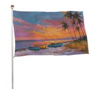 Spiaggia con Palme Tramonto Bandiera 3x5 Ft Outdoor Garden Bandiere Banner Decor Per Cortile Portico Prato Fattoria