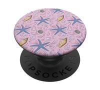 Spiaggia costiera stelle marine conchiglie spiaggia vibrazioni estive PopSockets PopGrip Adesivo