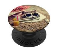 Spiaggia dei gatti Estate PopSockets PopGrip Adesivo