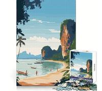 Spiaggia della Thailandia, puzzle da 1000 pezzi per adolescenti, gioco per esercitare la mente, momento di condivisione, taglio di precisione, pezzo da collezione 50x75cm