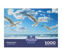 Spiaggia delle Gabbiani Puzzle Blue Cielo with Clouds 1000 Pezzi Cartone Riciclato Per Amanti Puzzle, Difficile Ma Soddisfacente, Regalo Natale Decorazione Murale Immagini Vibranti 70x50cm/1000pcs