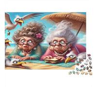 Spiaggia delle Vecchie Signore Puzzle 1000 Pezzi Carta riciclata per adulti Puzzle per adulti Impossibile difficile stimolante Gioco educativo per decompressione 70x50cm/1000pcs