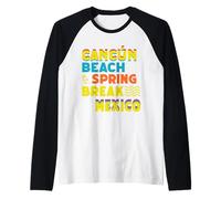 Spiaggia di Cancun Messico Spring Break RYB Glitch Style Maglia con Maniche Raglan