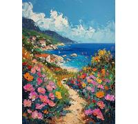Spiaggia Dipingere Con I Numeri Adulti, Dipingere Con I Numeri Flower, Fai Da Te Paint by Numbers Kits Con Pennelli e Vernice Acrilica, Hobby Passatempo per Adulti, Decora la Casa, 90x120cm W-7511
