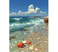 Spiaggia Dipingere Con I Numeri Adulti, Paesaggio Paint by Numbers Kit, Fai Da Te Dipingere Con I Numeri Con Pennelli e Vernice Acrilica, Passatempo per Adulti, Decora la Casa Regalo, 60x90cm R-6675