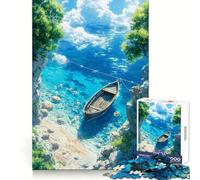 Spiaggia estiva, baia tranquilla con barca, puzzle anime per adolescenti, 1000 pezzi, rompicapo rilassante, divertente, da assemblare, regalo adorabile 50x75cm