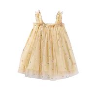 Spiaggia Fiori Tulle Compleanno Spiaggia Margherita Neonato Vestito Estivo Principessa 16 Anni Bambini Senza Maniche Festa Bambino Vestito A Strato Tutu Abiti Casual Ragazza, giallo., 3-4 Anni