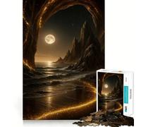 Spiaggia mistica di notte con luce dorata Puzzle da 1000 pezzi per ragazzi Gioco di intelletto Tempo di condivisione Taglio di qualità Regalo memorabile (50x75cm)