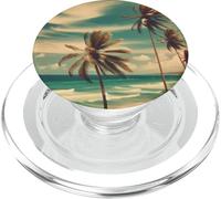 Spiaggia Palme Retro Vintage, Onde Ocean Sky Vacanza PopSockets PopGrip per MagSafe