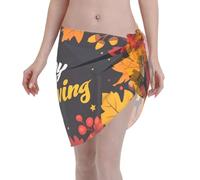 Spiaggia Pareo Sarong Happy Thanksgiving 1 Sarong Pareo Corto Trasparente Coprire Caftano Chiffon Beach Wrap Copricostume per Mare Pool Party