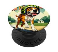 Spiaggia retrò divertente per l'estate del cane da PopSockets PopGrip Adesivo
